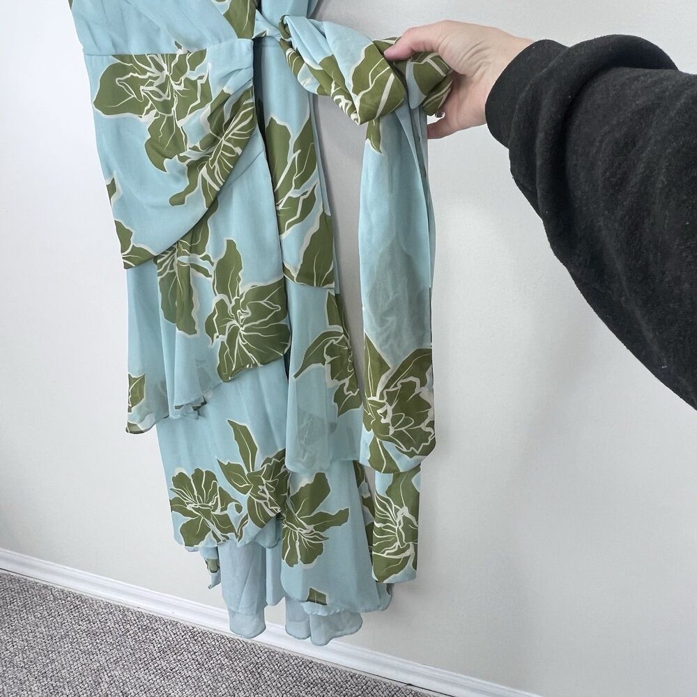 Anthropologie Light Blue Maxi Dress with Olive Floral Print - Picture 6 of 13